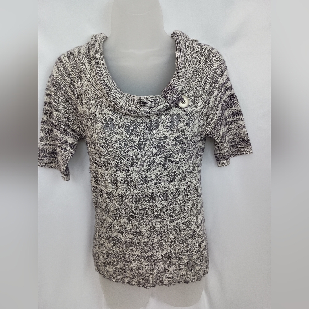 MAURICES Western Knit Fall Cozy Purple White Cowl Neck Sweater (#397)